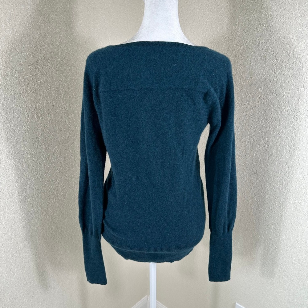 Club Monaco Cashmere Sweater Women Small Green V-Neck Minimalist Preppy Academia - Picture 3 of 7